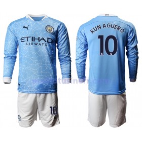 Maillot de Foot Manchester City Sergio Agüero 10 Domicile 2020-21 Manches Longues - Enfant